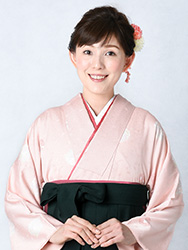 ピンク地 藤桜の丸＋モスグリーン無地袴